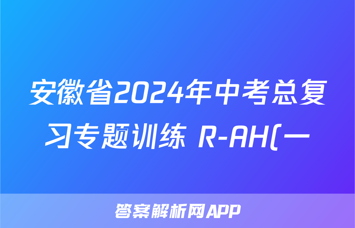 安徽省2024年中考总复习专题训练 R-AH(一)1数学答案